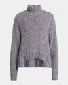 Giorgio Armani Turtleneck Cashmere-silk Boucle Sweater In Gray