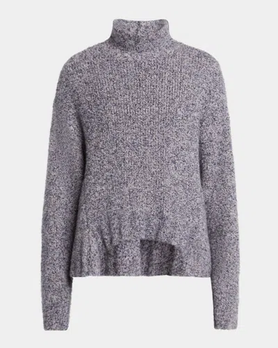 Giorgio Armani Turtleneck Cashmere-silk Boucle Sweater In Blue