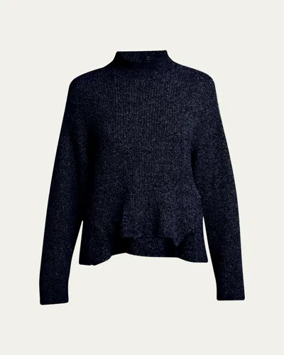 Giorgio Armani Turtleneck Cashmere-silk Boucle Sweater In Blue