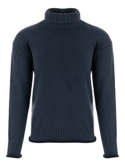 Giorgio Armani Turtleneck Cashmere Sweater In Blue