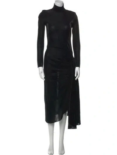 Pre-owned Giorgio Armani Turtleneck Midi Length Dress In Black