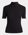 Giorgio Armani Turtleneck Short-sleeve Cashmere Rib Sweater In Black