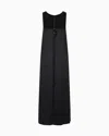 Giorgio Armani Tussah Silk Satin Long Gilet In Black