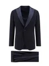 Giorgio Armani Single-breasted Wool Tuxedo Suit In Blue