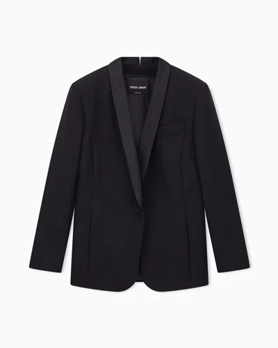 Giorgio Armani Tuxedo Jacket In Silk Cady With Satin Shawl Collar In Black