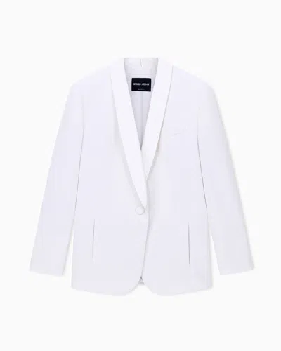 Giorgio Armani Tuxedo Jacket In Silk Cady With Satin Shawl Collar In White