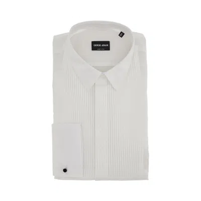 Giorgio Armani Cotton Tuxedo Shirt In White