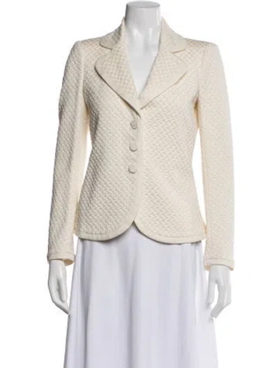 Pre-owned Giorgio Armani Tweed Pattern Blazer In Neutral