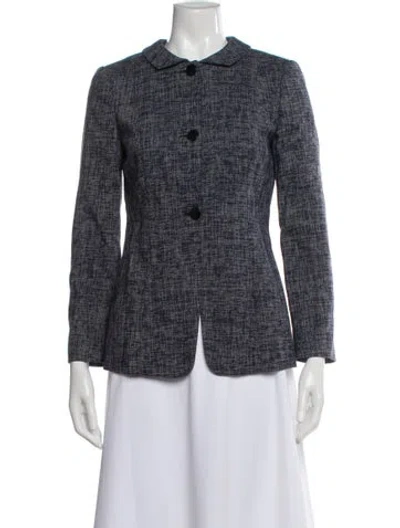 Pre-owned Giorgio Armani Tweed Pattern Evening Jacket In Blue
