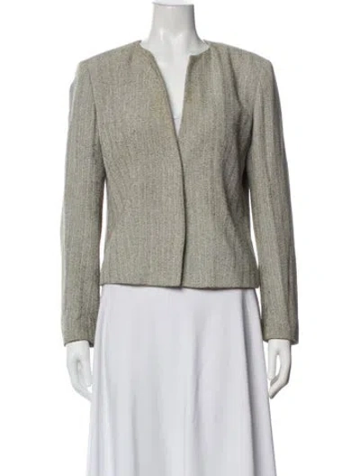 Pre-owned Giorgio Armani Tweed Pattern Evening Jacket In Gray