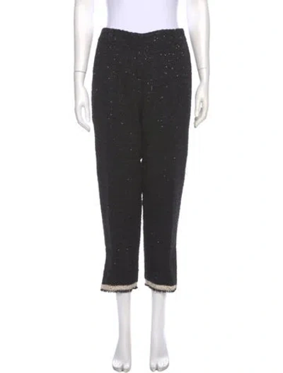 Pre-owned Giorgio Armani Tweed Pattern Straight Leg Pants In Gray