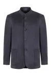 Giorgio Armani Twill Blazer With Buttons In Blue