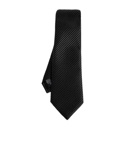 Giorgio Armani Diagonal-stripe Pointed Tie In Black