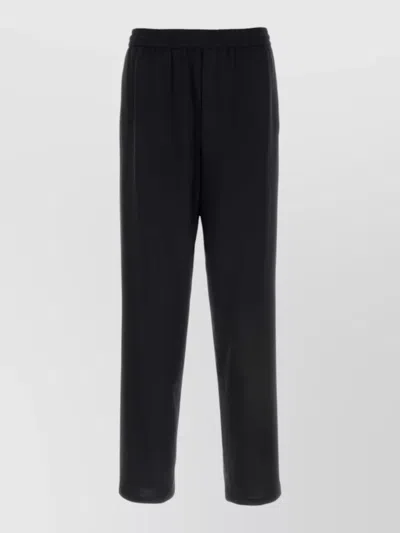 Giorgio Armani Twill Wide Leg Trousers Single Back Pocket In Black