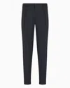 Giorgio Armani Official Store Two-dart Trousers In Silk-blend Twill In Midnight Blue