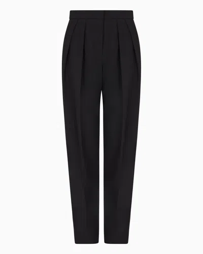 Giorgio Armani Two-pleat Barathea-wool Trousers In Black
