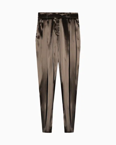 Giorgio Armani Two-pleat Trousers In Liquid Silk In Brown
