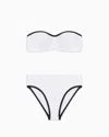 Giorgio Armani Two-tone Bandeau Bikini In White