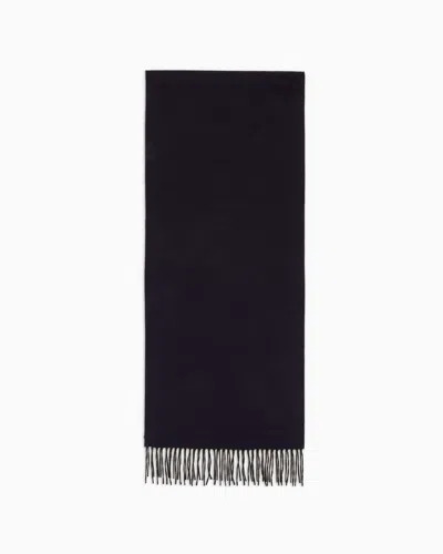 Giorgio Armani Official Store Two-tone Wool And Silk Scarf In Blue