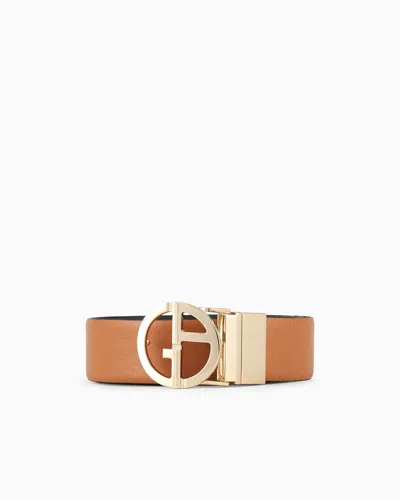 Giorgio Armani Two-toned, Reversible Leather Belt In Brown