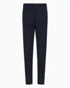 Giorgio Armani Official Store Two-way Stretch Wool-canvas Trousers In Navy Blue