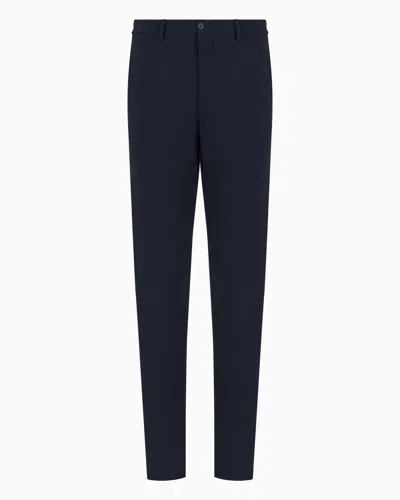 Giorgio Armani Official Store Two-way Stretch Wool-canvas Trousers In Navy Blue
