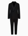 Giorgio Armani Soho Line Double-breasted Pinstriped Suit In Virgin Wool In Black