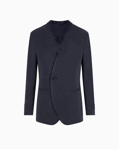 Giorgio Armani Upton Line Silk-blend Tuxedo Jacket In Blue