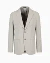 Giorgio Armani Upton Line Single-breasted Jacket In A Washed Silk Blend In Grey