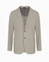 Giorgio Armani Upton Line Single-breasted Jacket In Linen Canvas In Beige