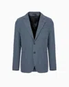 Giorgio Armani Upton Line Single-breasted Jacket In Linen Canvas In Gray