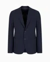 Giorgio Armani Official Store Upton Line Single-breasted Jacket In Pure Linen Canvas In Bleu