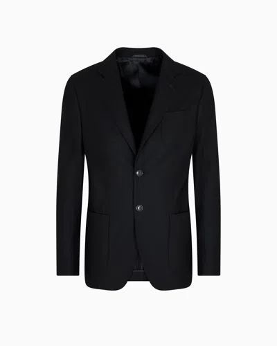 Giorgio Armani Upton Line Single-breasted Jacket In Stretch Cashmere Drap In Black