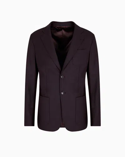Giorgio Armani Upton Line Single-breasted Jacket In Stretch Cashmere Drap In Brown