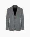 Giorgio Armani Upton Line Single-breasted Jacket In Washed Silk In Gray