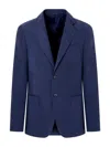 Giorgio Armani Upton Line Single-breasted Linen Canvas Jacket Clothing In Blue