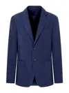 Giorgio Armani Upton Line Single-breasted Linen Canvas Jacket Clothing In Blue
