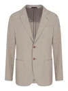 Giorgio Armani Upton Line Single-breasted Jacket In Linen Canvas In Beige