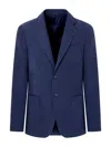 Giorgio Armani Upton Line Single-breasted Linen Canvas Jacket Clothing In Blue
