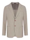 Giorgio Armani Upton Line Single-breasted Jacket In Linen Canvas In Beige