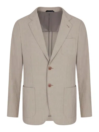 GIORGIO ARMANI GIORGIO ARMANI UPTON LINE SINGLE-BREASTED LINEN CANVAS JACKET CLOTHING