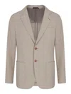 Giorgio Armani Upton Line Single-breasted Jacket In Linen Canvas In Nude & Neutrals