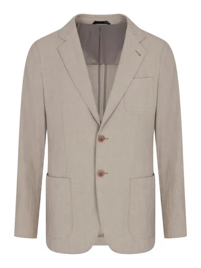 GIORGIO ARMANI UPTON LINE SINGLE BREASTED LINEN JACKET