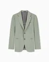 Giorgio Armani Upton Line Single-breasted Jacket In Linen Canvas In Green