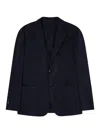 Giorgio Armani Upton Line Single-breasted Jacket In Washed Silk In Blue