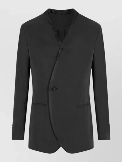Giorgio Armani Upton Tuxedo Jacket Long Sleeves Lapel In Black