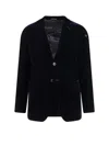 Giorgio Armani Blazer Upton In Velluto In Blue