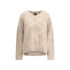 Giorgio Armani Women V-neck Cashmere And Alpaca Blend Sweater In Neutral