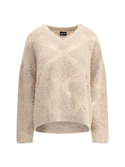 GIORGIO ARMANI V-NECK CASHMERE AND ALPACA BLEND SWEATER
