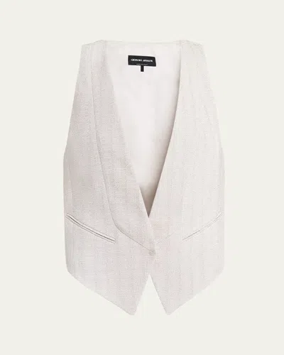 Giorgio Armani V-neck Cutout Viscose-blend Vest In Silver